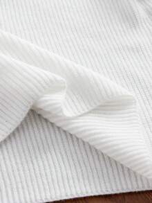 SWAVVY Standard Size Men's Letter Embroidery Dropped Shoulder Long Sleeve Casual Sweater - White - View 5