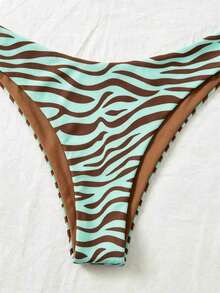 Bellisia Spaghetti Strap Zebra Print Bikini Swimwear, Summer Beach - Mint Green - View 6