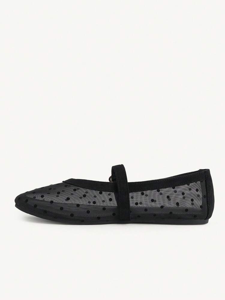 CUCCOO CHICEST Women's Shoes, Classic Fashion Simple Round Toe Flat Shoes, Polka Dot Mesh Yarn Breathable And Not Stuffy Feet, Comfortable Temperament Commuting Versatile Women's Shoes