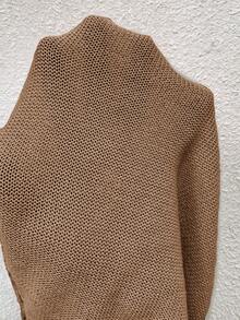 Pariaura Women's Solid Color Casual Versatile Daily Knit Top - Brown - View 6