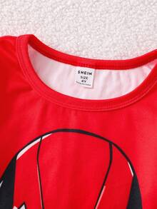 SHEIN GraphicGems Set pigiama da ragazzo con stampa mecha rossa, aderente e alla moda - Rosso - Visualizzare 5
