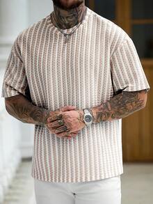 Manfinity CasualCool Men's T-Shirt Knit Multicolor World Cup Vacation - Coffee Brown - View 5