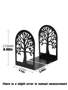 Hollow Metal Bookends With Natural Floral Patterns, Perfect For Organizing And Decorating Shelves And Bookcases. An Artistic Gift For Book Lovers, Avid Readers, And Office Staff. - One Size - View 8