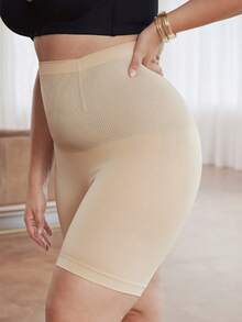 Slumbrini Plus Size High Waist Seamless Shaping Panties For Women, Tummy Control Briefs, Boyshorts - Apricot - View 7