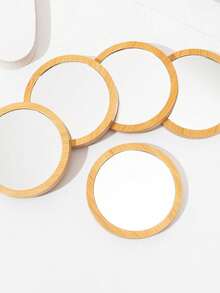 1 PC / 5 PCS / 10 PCS / 20 PCS / 68 PCS Wooden Small Round Mirror Put A Cute Little Bag Travel Girl Makeup Portable Mirror Mirror - Multicolor - View 5