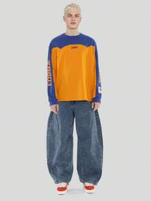 FORM&CHAOS Men's Light Blue Washed Denim Tapered Leg Jeans, Winter Back-To-School Graduation Streetwear - Blue - View 3