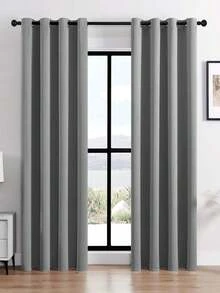 1 Piece Solid Color Full Blackout Curtain With Heat Insulation And Coated Insulated Lining, Rod Pocket Top Design, Suitable For Living Room, Bedroom, Kitchen, Bathroom And Home & Room Decoration - Multicolor - View 3