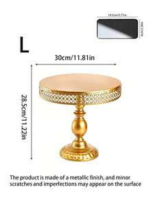 1Pc Gold Cake Stand, Metal Dessert Table Display Stand, Wedding Table Decoration Dessert Stand, Birthday Party Cake Tray, Afternoon Tea Stand, Cold Buffet Table. - Gold - View 11