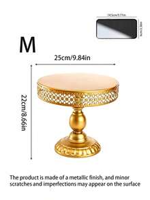1Pc Gold Cake Stand, Metal Dessert Table Display Stand, Wedding Table Decoration Dessert Stand, Birthday Party Cake Tray, Afternoon Tea Stand, Cold Buffet Table. - Gold - View 9