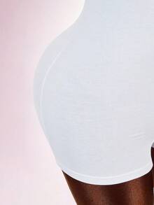 Amplova 女款素色圓領休閒日常外出連身褲 - 白色 - 查看 9