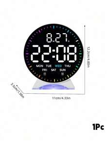 Teckwe 圓形 LED 數位鬧鐘，附 RGB 夜燈、雙鬧鈴、日期與星期顯示、可調亮度，現代風臥室辦公室居家裝飾桌鐘 - 多色 - 查看 15