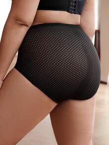 Slumbrini Ropa interior moldeadora de alta cintura para mujer de talla grande, de unicolor, control de abdomen, sin costuras, ajuste delgado, moldeamiento, transpirable - Negro - Ver 3