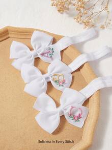 Cozy Pixies 1-Piece [A-Z] 26 Letter Embroidered Baby Headbands, Elastic Nylon Headbands, Suitable For Newborns And Babies, White Soft Elastic Satin Ribbon Bow Hai - White - View 6