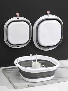 1pc Foldable Washbasin Pedicure Spa Basin Collapsible Silicone Bucket Deep Calf High Design Space Saving Foot Care Tool For Home Travel Dormitory Back To School Supplies Accessory For Relaxation Massage Washing Basket Storage Container - Multicolor - View 5