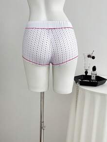 SHEIN Unity Summer Sexy Romantic Cute Hot Girl Casual Star White And Black Polka Dot Low-Waist Tight Mini Shorts Lounge - Pink - View 3