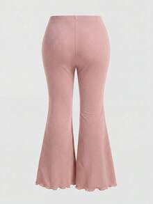 SHEIN MOD 大尺碼女款素色休閒百搭日常喇叭褲 - 粉色 - 查看 2