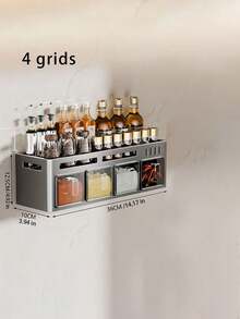 Este estante de especias integrado y montado en la pared es a prueba de óxido, no requiere perforación e incluye recipientes para especias y frascos de almacenamiento de cocina. - Multicolor - Ver 9