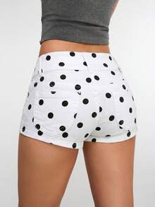 Unity Urban Style Low-Rise Denim Shorts - Black and White - View 2