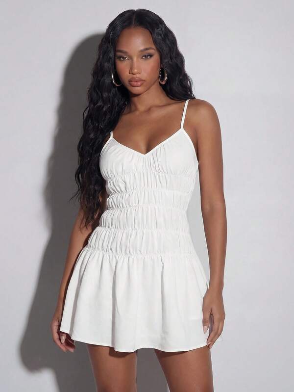 Normani Đầm nữ phong cách Pháp ngọt ngào, xếp ly, có dây thắt eo