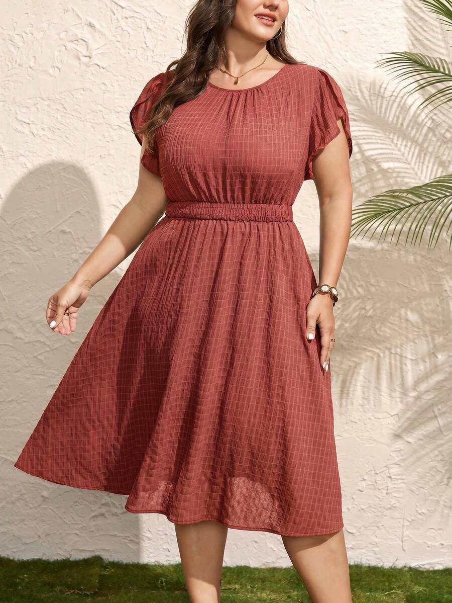 Comfylo Plus Size Dresses Beach Black And White Summer Casual - Dusty Pink - View 1