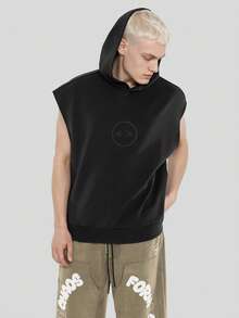FORM&CHAOS Men's Summer Loose Fit Hooded Sleeveless Air Layer Tank Top Gym Black Street Wear - Dark Grey - View 5