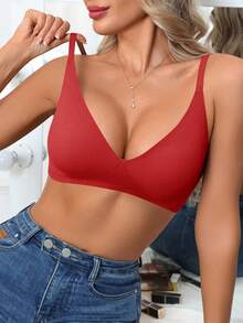 SHEIN 女用無縫果凍胸罩 - 紅色 - 查看 5