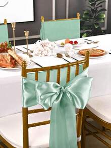 8/12/16/24-Piece Set Of Rose Gold Satin Chair Backs With Bows, Suitable For Wedding Banquets And Birthday Party Decorations. - Ratgrass green - View 4