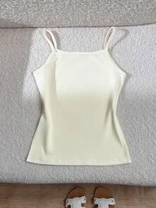 Tween Girl Summer Casual Versatile Solid Color Cami Top - Multicolor - View 7