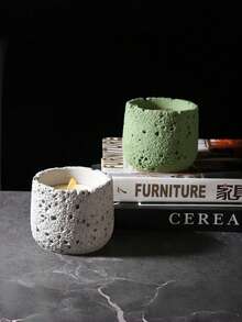 Cirelle 1pc Wabi-Sabi Concrete Scented Candle | Natural Soy Wax Candle With Volcanic Rock Texture Aromatherapy Cup - multi-flavor - View 4
