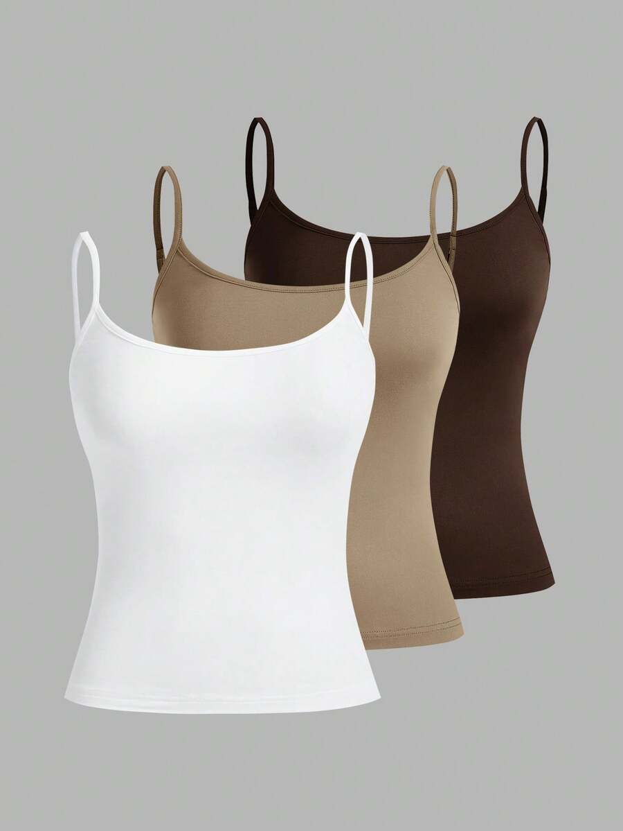 SHEIN EZwear 女款性感緊身短版吊帶背心上衣，適合夏季 - 彩色 - 查看 1