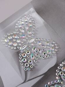 Glow-In-The-Dark, Glowing, Butterfly, Rhinestone, Luxury, Crystal Adorned, Sexy, Sparkly Ladies Nipple Covers & Chafing Friction Relief Pads For Rave - Dark Green - View 5