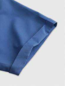 LOONEY TUNES X SHEIN PAVTROS 男士联名短袖衬衫，复古工装风，怀旧风，个性化定制，美式复古，卡通文化，极简休闲风，日常通勤，轻商务，节日礼物 - 霧霾藍 - 查看 5