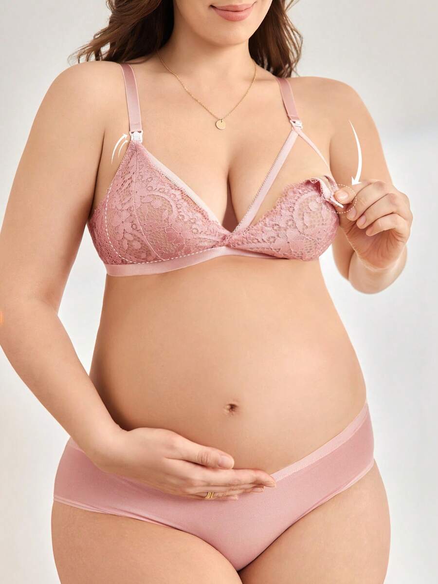 Moonlight&Mama Sujetador de encaje de lactancia para maternidad - Púrpura polvoriento - Ver 1