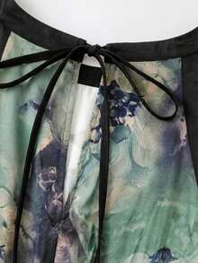 SHEIN Clasi 大尺碼女款配色休閒日常連身褲寬腿長褲 - 綠色 - 查看 5