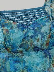 SHEIN MOD Plus Size Summer Casual Floral All-Over Print High-Low Hem Dress - Blue - View 3