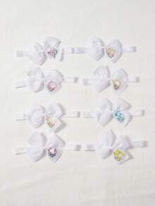 Cozy Pixies 1-Piece [A-Z] 26 Letter Embroidered Baby Headbands, Elastic Nylon Headbands, Suitable For Newborns And Babies, White Soft Elastic Satin Ribbon Bow Hai - White - View 8