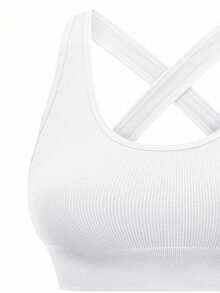 Velisys Velisys Women Plain Minimalist Everyday Cross-Strap Seamless Sports T-Shirt - Multicolor - View 5