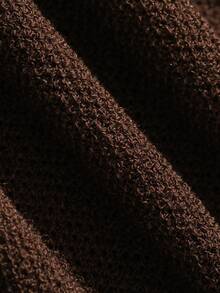 DAZY Spring/Summer Textured Fabric Brown Half-Open Front Men's Plus Size Knit Top - Brown - View 6