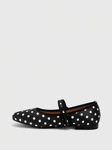 CUCCOO CHICEST Spring And Autumn Metal Buckle Contrasting Color Hemming Round Toe Flat Bottom, Retro Style Mary Jane Shoes Commuting Shopping - Black and White - View 5