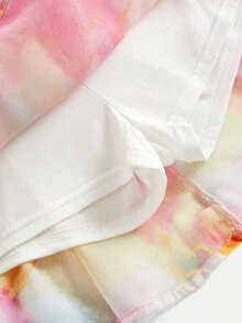 SHEIN 青少年女孩休閒優雅度假多巴胺色紮染印花掛脖公主裙，適用於正式場合、外出、度假、街頭穿搭，適合任何場合，姐妹裝、親子裝，可愛女孩風，洋娃娃裙 - 彩色 - 查看 6