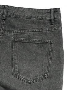 Manfinity EMRG Men's American Casual Gentlemanly Slightly Flared Design Washed Grey Jeans - Black - View 5