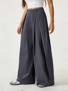 SHEIN Tall Women's Summer Vintage Casual Hippie Street Oversized Army Green Pants, Tall Women - Dark Grey - View 6