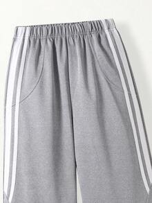 Casuvi Kids Casuvi Tween Girls Daily Basic Loose Minimalist Casual Knit Pocket White Striped Sweatpants - Grey - View 4