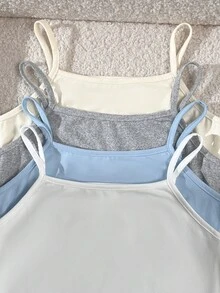 Tween Girl Summer Casual Versatile Solid Color Cami Top - Multicolor - View 5
