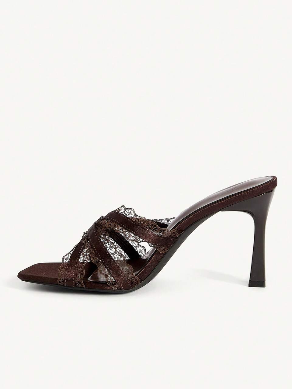 CUCCOO CHICEST Women Shoes Spring And Summer New Square Toe Stiletto Brown Lace Thin Strip Women's High Heel Sandals Fashion Comfortable Versatile Elegant Sexy Party Women Sandals Slippers Women's Shoes Summer Shoes