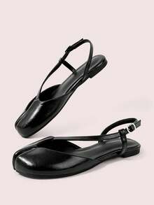 CUCCOO DOLLMOD Women's Classic Retro Style Round Toe Flat Tabi Shoes, Black, With Cross Foot Straps Dance Shoe Backless Spring Shoes Cute - Black - View 3