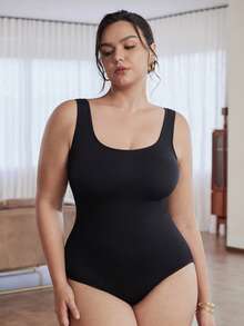 Slumbrini 1 件女士加大码无缝紧身衣，收腰，腹部塑形，提臀 - 黑色 - 查看 4
