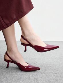 CUCCOO BIZCHIC Ladies Burgundy Elegant Outdoor Pointed Heel High Heels, Suitable For Summer Prom, Vacation And Other Occasions, Business Leisure, Spring Break - Burgundy 2 - View 1