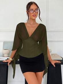 Women Blouses & Shirts - 軍綠色 - 查看 6