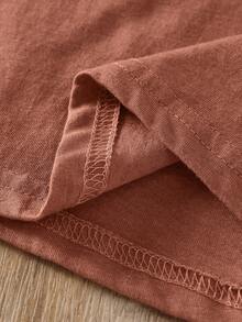 NostaNoir Solid Round Neck Tee - Rust Brown - View 5